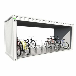 Abrigo para bicicletas em contentor aberto de 20 pés para 18 lugares