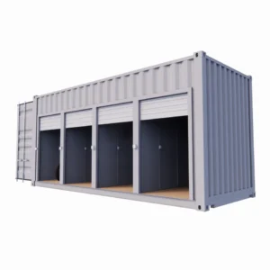 Garagem para motos para 4 lugares e 4 portas em contentor de 20 pés